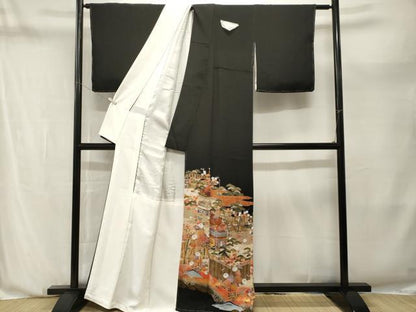 平和屋着物■豪華黒留袖　松竹梅　鉾花文　暈し染め　金彩　正絹　逸品　未使用　CABN1223ev