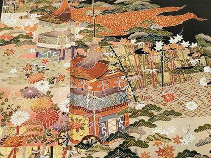 平和屋着物■豪華黒留袖　松竹梅　鉾花文　暈し染め　金彩　正絹　逸品　未使用　CABN1223ev