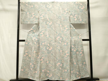 平和屋着物■上質な小紋　流水枝花文　正絹　逸品　CABN1225ev