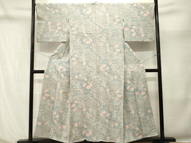 平和屋着物■上質な小紋　流水枝花文　正絹　逸品　CABN1225ev