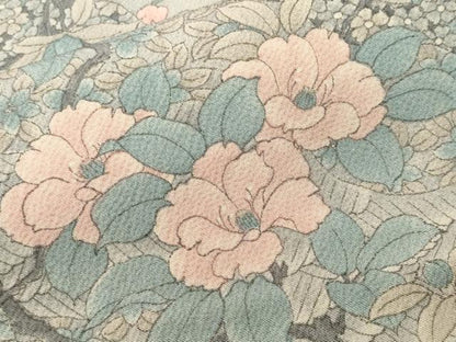 平和屋着物■上質な小紋　流水枝花文　正絹　逸品　CABN1225ev