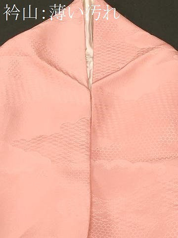 平和屋着物■上質な色無地　雲取り地紋　一斤染色　正絹　逸品　CABN1227ev