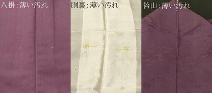 平和屋着物■上質な色無地　唐草　笹地紋　葡萄色　正絹　逸品　CABN1229ev