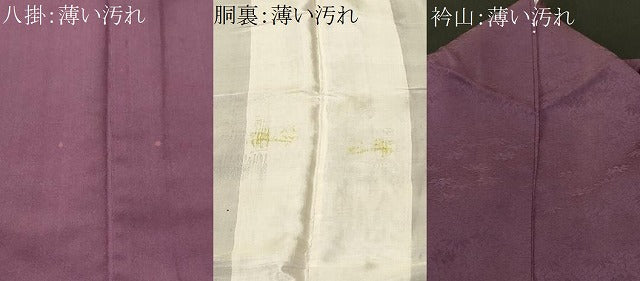 平和屋着物■上質な色無地　唐草　笹地紋　葡萄色　正絹　逸品　CABN1229ev