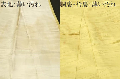 平和屋着物■上質な色無地　流線地紋　刈安色　正絹　逸品　CABN1230ev