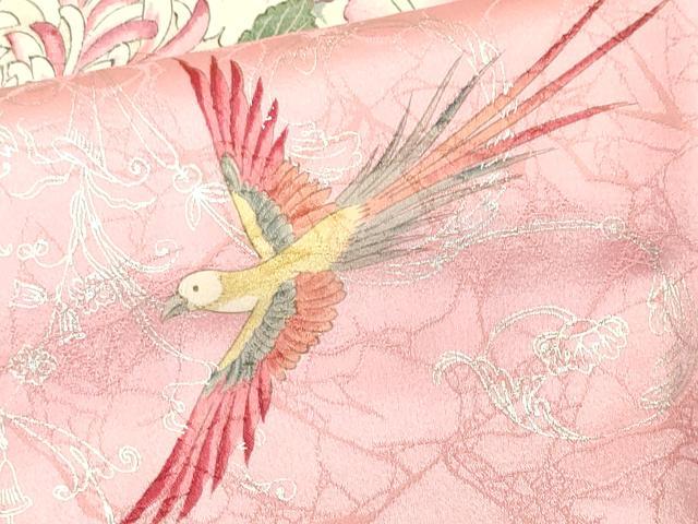 平和屋着物■豪華振袖　花鳥文　暈し染め　銀彩　正絹　逸品　CABN1232ev