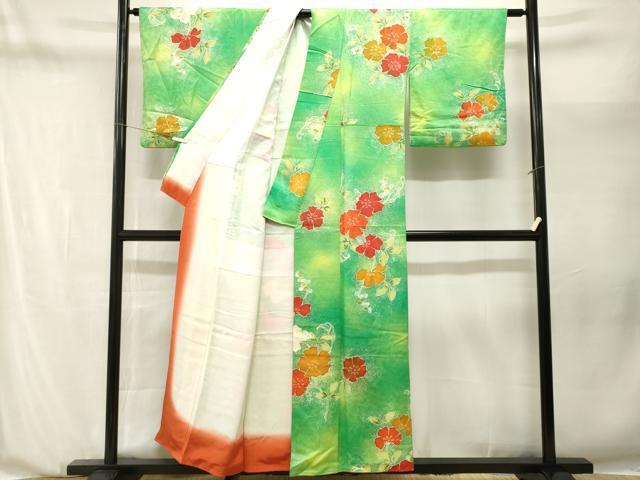 平和屋着物■上質な小紋　枝花文　暈し染め　正絹　逸品　CABN1238ev