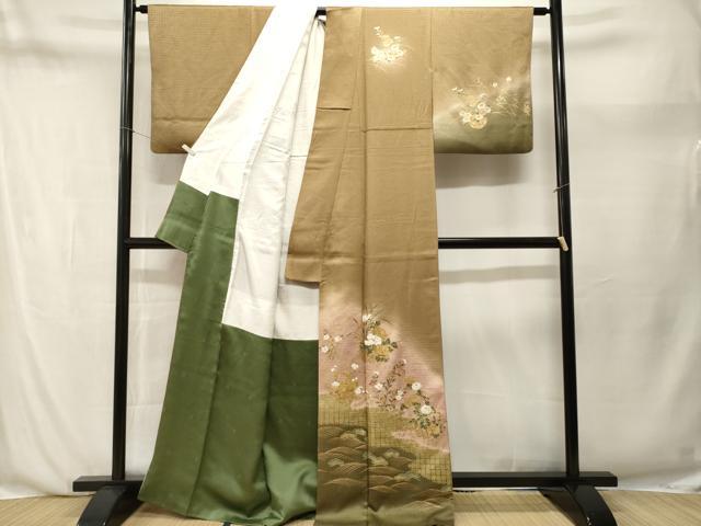 平和屋着物■訪問着　流水花籠文　暈し染め　金彩　正絹　逸品　CABN1248ev