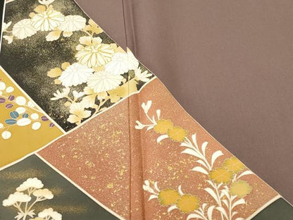 平和屋着物■豪華色留袖　駒刺繍　松竹梅切嵌花文　金彩　正絹　逸品　CABN1264ev