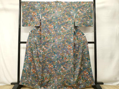 平和屋着物■上質な小紋　切嵌鳳凰草花文　暈し染め　金彩　鬼しぼ縮緬　正絹　逸品　CABN1273ev