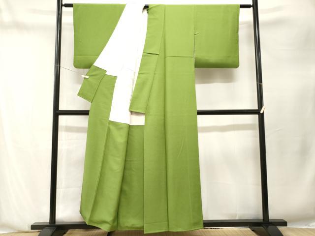 平和屋着物■上質な色無地　鶸萌黄色　正絹　逸品　CABN1287ev