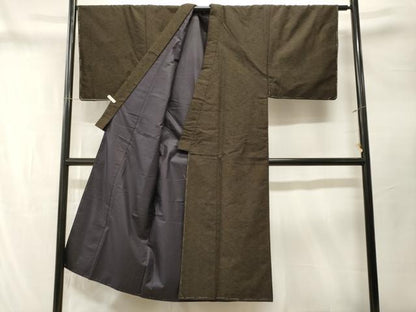 平和屋着物■男性　紬　涅色　正絹　逸品　CABN1289ev