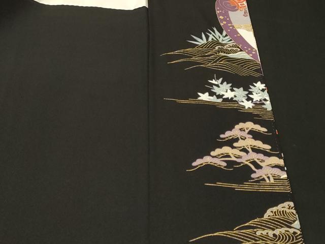 平和屋着物■豪華黒留袖　十二単　蒔絵草花文　金彩　正絹　逸品　CABN1290ev