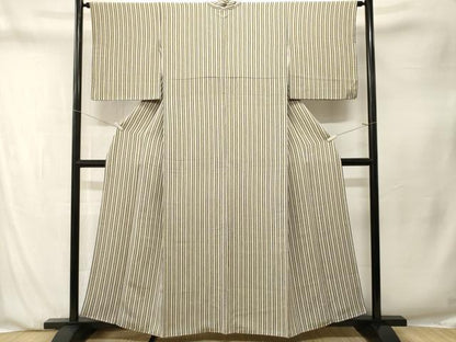 平和屋着物■上質な小紋　縞　鬼しぼ縮緬　正絹　逸品　CABN1298ev
