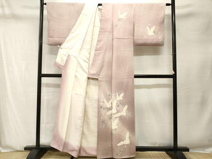平和屋着物■訪問着　枝萩飛鶴文　暈し染め　正絹　逸品　CABN1300ev