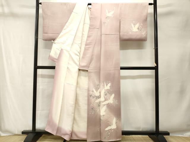 平和屋着物■訪問着　枝萩飛鶴文　暈し染め　正絹　逸品　CABN1300ev