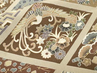 平和屋着物■豪華黒留袖　駒刺繍　天井飛鶴草花文　金彩　正絹　逸品　CABN1303ev