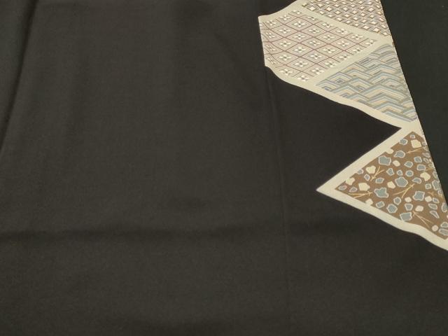 平和屋着物■豪華黒留袖　駒刺繍　天井飛鶴草花文　金彩　正絹　逸品　CABN1303ev