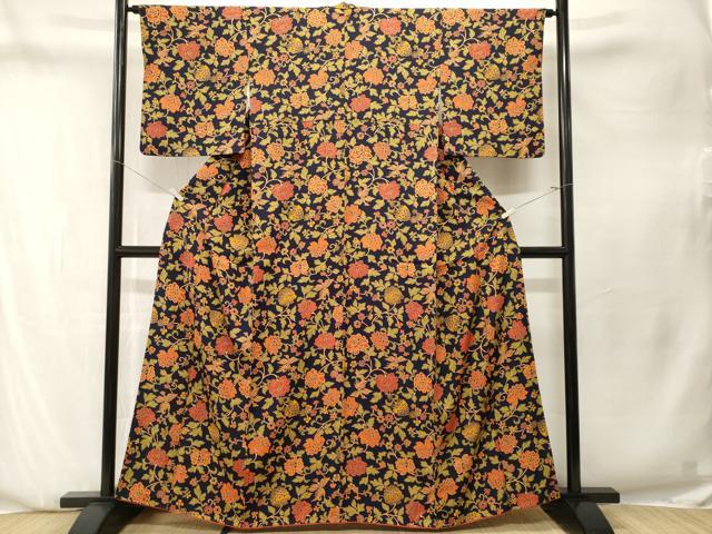 平和屋着物■上質な小紋　鳳凰花唐草文　正絹　逸品　CABN1304ev