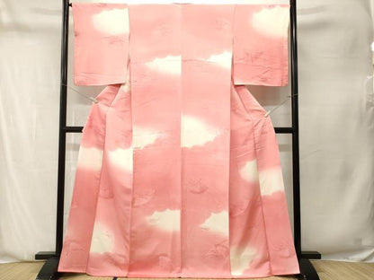 平和屋着物■上質な小紋　地紋起こし　地紙草花文　暈し染め　正絹　逸品　CABN1305ev