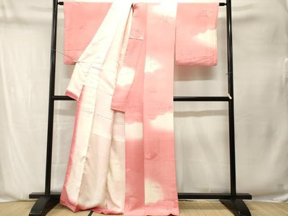 平和屋着物■上質な小紋　地紋起こし　地紙草花文　暈し染め　正絹　逸品　CABN1305ev