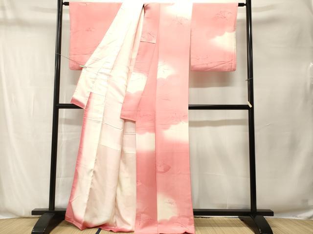 平和屋着物■上質な小紋　地紋起こし　地紙草花文　暈し染め　正絹　逸品　CABN1305ev