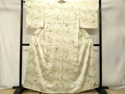 平和屋着物■上質な小紋　流線陶器文　暈し染め　正絹　逸品　CABN1316ev