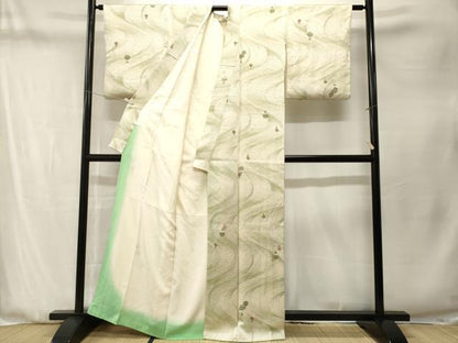 平和屋着物■上質な小紋　流線陶器文　暈し染め　正絹　逸品　CABN1316ev