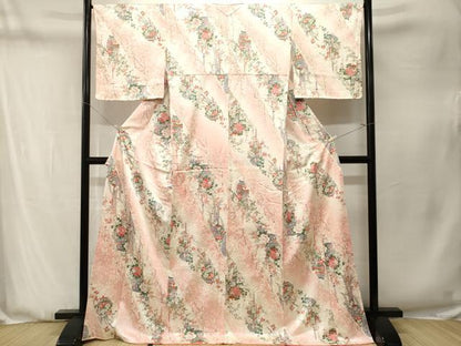平和屋着物■上質な小紋　斜線花籠文　暈し染め　金彩　ロング丈　正絹　逸品　CABN1324ev
