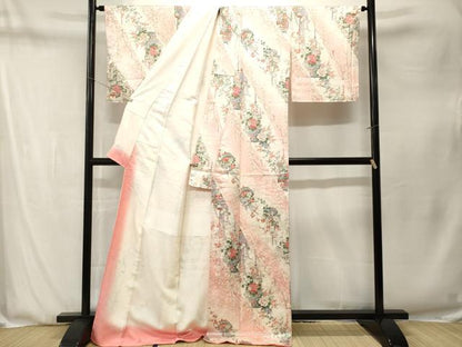 平和屋着物■上質な小紋　斜線花籠文　暈し染め　金彩　ロング丈　正絹　逸品　CABN1324ev