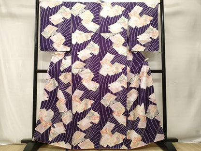 平和屋着物■上質な小紋　冊子　扇面草花文　金彩　正絹　逸品　CABN1326ev