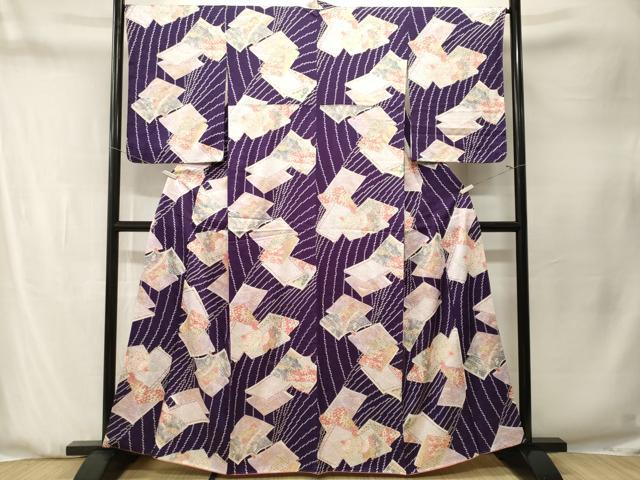 平和屋着物■上質な小紋　冊子　扇面草花文　金彩　正絹　逸品　CABN1326ev