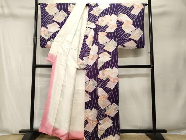 平和屋着物■上質な小紋　冊子　扇面草花文　金彩　正絹　逸品　CABN1326ev