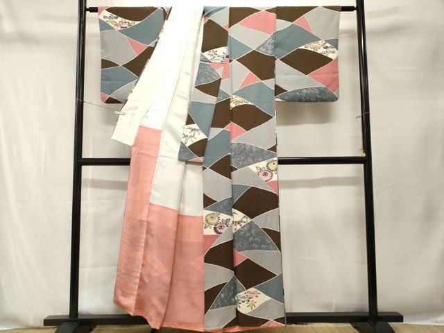 平和屋着物■上質な小紋　切嵌笹松花文　正絹　逸品　CABN1327ev