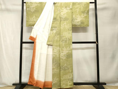 平和屋着物■上質な小紋　地紙芝草枝花文　暈し染め　正絹　逸品　CABN1331ev