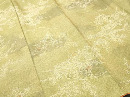 平和屋着物■上質な小紋　地紙芝草枝花文　暈し染め　正絹　逸品　CABN1331ev