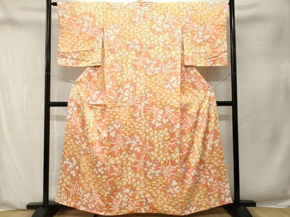 平和屋着物■上質な小紋　絞り　笹竹枝梅花文　正絹　逸品　CABN1332ev