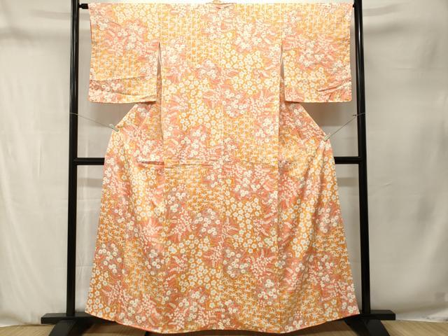 平和屋着物■上質な小紋　絞り　笹竹枝梅花文　正絹　逸品　CABN1332ev