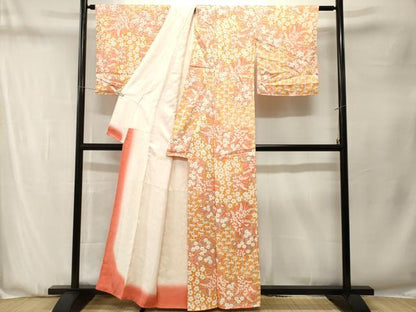 平和屋着物■上質な小紋　絞り　笹竹枝梅花文　正絹　逸品　CABN1332ev