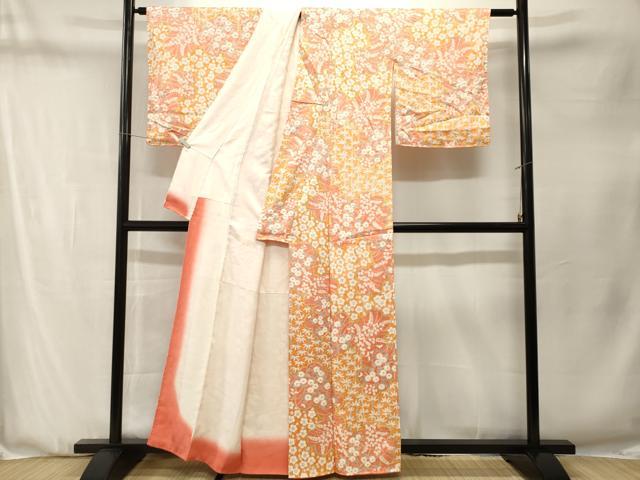 平和屋着物■上質な小紋　絞り　笹竹枝梅花文　正絹　逸品　CABN1332ev