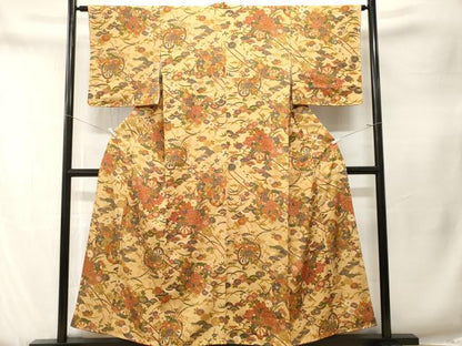平和屋着物■上質な小紋　松竹梅　芝草花車文　金彩　正絹　逸品　CABN1337ev