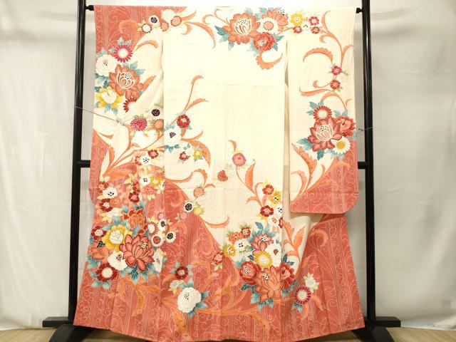 平和屋着物■豪華振袖　駒刺繍　唐草枝花文　金銀彩　正絹　逸品　CABN1346ev