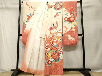 平和屋着物■豪華振袖　駒刺繍　唐草枝花文　金銀彩　正絹　逸品　CABN1346ev