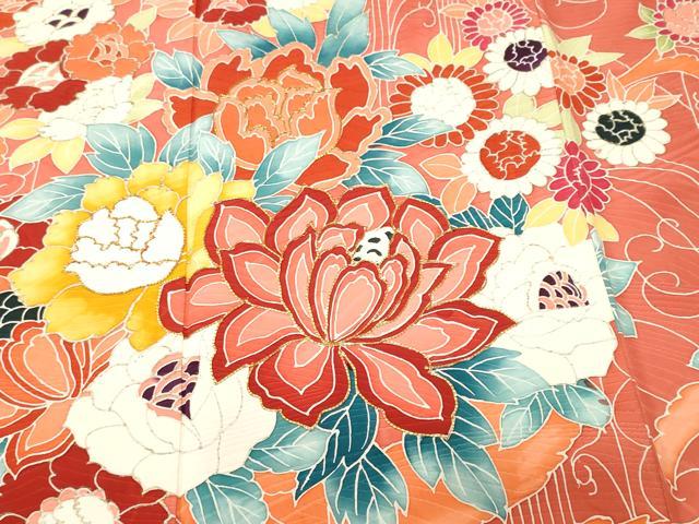 平和屋着物■豪華振袖　駒刺繍　唐草枝花文　金銀彩　正絹　逸品　CABN1346ev