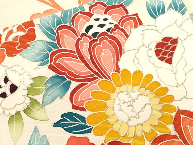 平和屋着物■豪華振袖　駒刺繍　唐草枝花文　金銀彩　正絹　逸品　CABN1346ev
