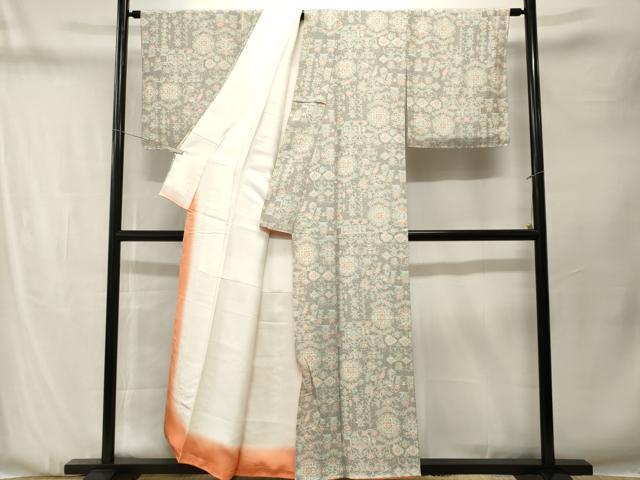 平和屋着物■上質な小紋　更紗枝花文　正絹　逸品　CABN1347ev