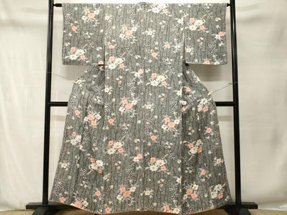 平和屋着物■上質な小紋　舞花文　たたき染め　正絹　逸品　CABN1349ev