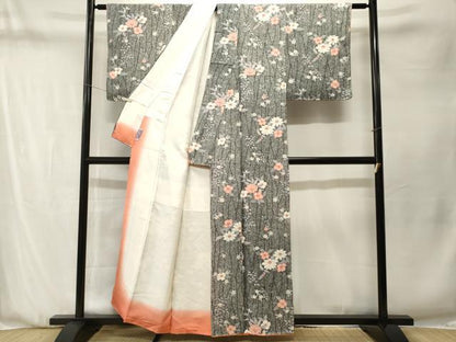 平和屋着物■上質な小紋　舞花文　たたき染め　正絹　逸品　CABN1349ev