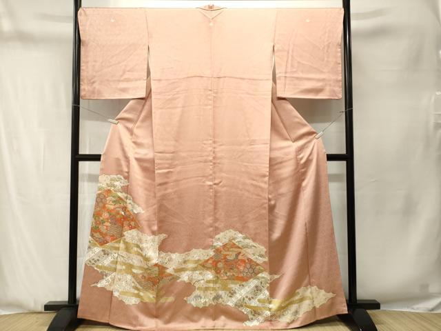 平和屋着物■豪華色留袖　駒刺繍　宝尽し　松皮菱松竹梅飛鶴文　金彩　正絹　逸品　CABN1350ev