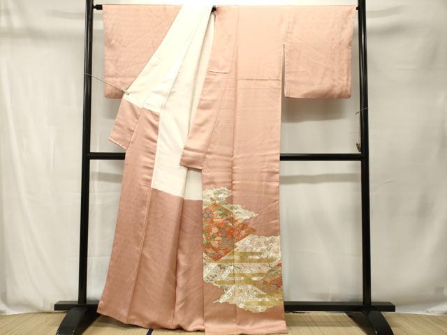 平和屋着物■豪華色留袖　駒刺繍　宝尽し　松皮菱松竹梅飛鶴文　金彩　正絹　逸品　CABN1350ev